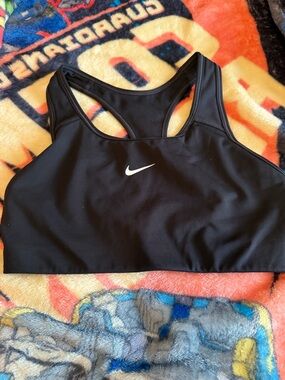 Nike Black Racerback Sports Bra with White Swoosh